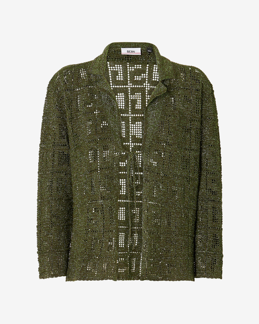 Gcds Monogram Macramé Shirt : Women Knitwear Military Green | GCDS Spring/Summer 2023