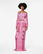 Load image into Gallery viewer, Denim Frayed Ultracargo Long Skirt : Women Skirts Pink | GCDS Spring/Summer 2023
