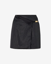 Carica l&#39;immagine nel visualizzatore di Gallery, Logo Clip Pinstrip Skirt : Women Skirts Black | GCDS Spring/Summer 2023
