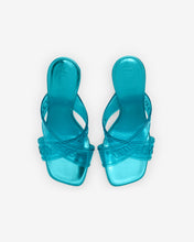 Load image into Gallery viewer, Transpallic Criss-Cross High Sandal : Women Shoes Light Blue | GCDS Spring/Summer 2023
