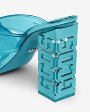 Load image into Gallery viewer, Transpallic Criss-Cross High Sandal : Women Shoes Light Blue | GCDS Spring/Summer 2023
