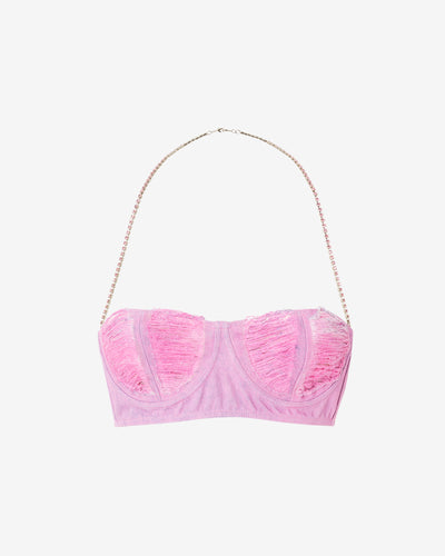 Ribbed Denim Bra : Women Tops Pink | GCDS Spring/Summer 2023