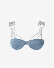Load image into Gallery viewer, Gcds Bling Denim Bra : Women Tops New Light Blue | GCDS Spring/Summer 2023
